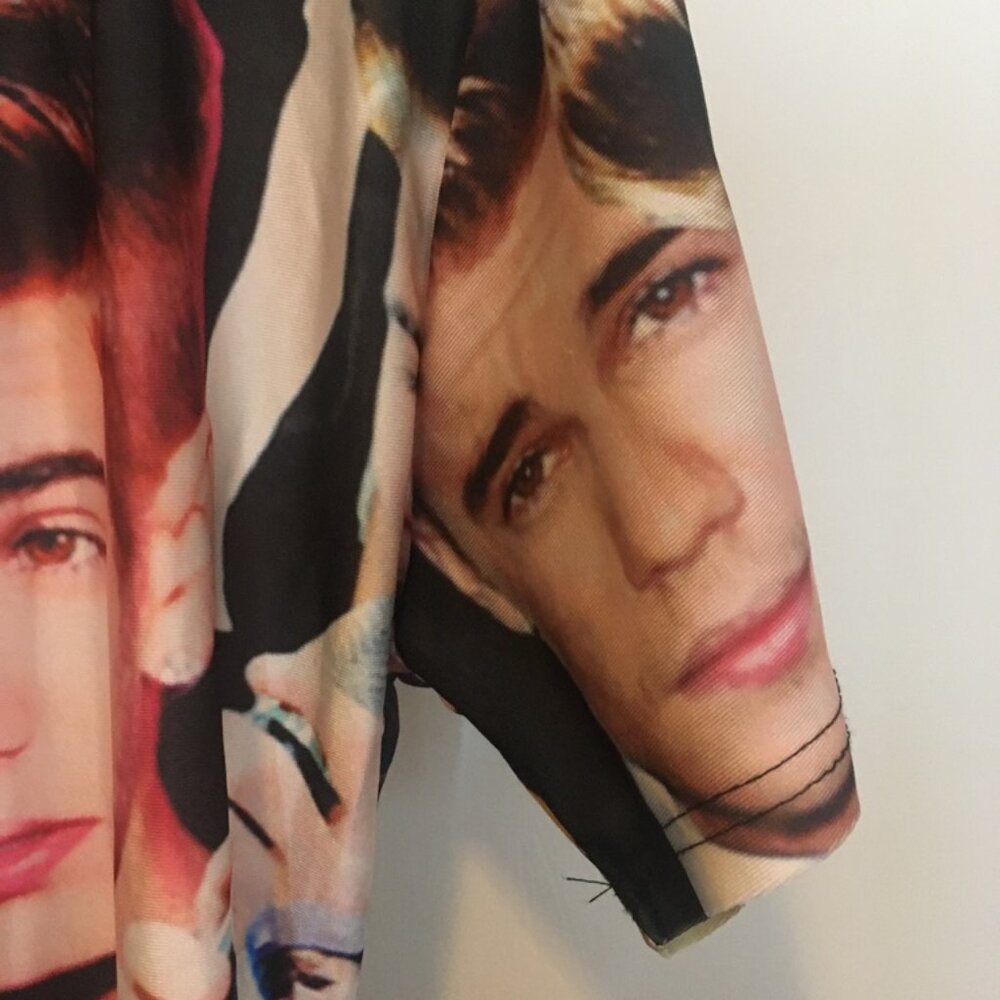 Vintage Justin Bieber Fan TShirt, Retro Poly Knit Covered in Color Photos, Sz. L - Picture 7 of 8